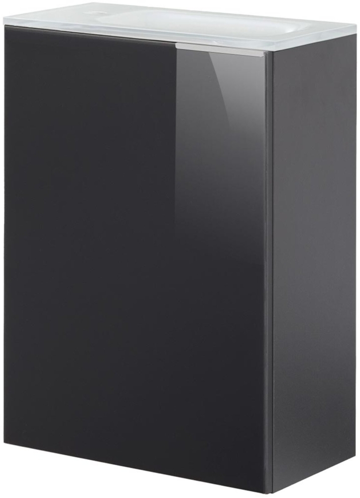 Fackelmann SBC KARA Gäste WC Set 3-teilig 45 cm, Anthrazit, links, Glas Weiß Bild 1