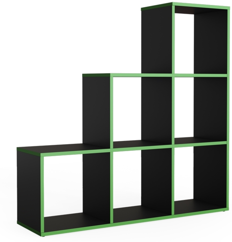 Treppenregal Schwarz/Grün 107.2 x 107.8 cm Vicco Bild 1