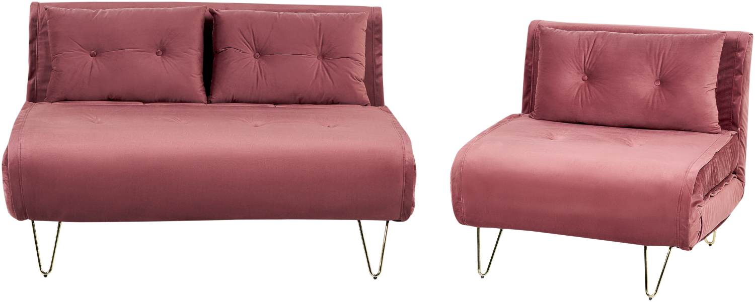 Wohnzimmer Set VESTFOLD Rosa Samtstoff Bild 1