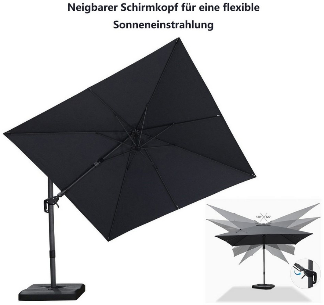 PURPLE LEAF Ampelschirm Quadratischer Terrassenschirm, Seitlich Neigender Sonnenschirm, LxB: 300,00x300,00 cm, für Garten, Terrasse, Pool Bild 1