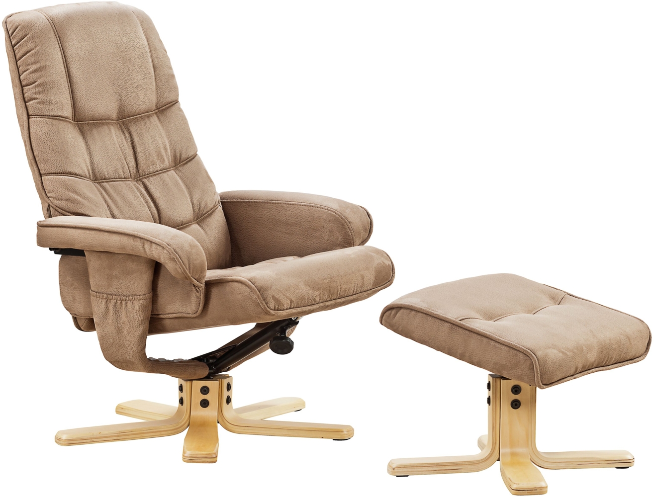 Relaxsessel FM-417 mit Hocker, Mikrofaser creme Bild 1