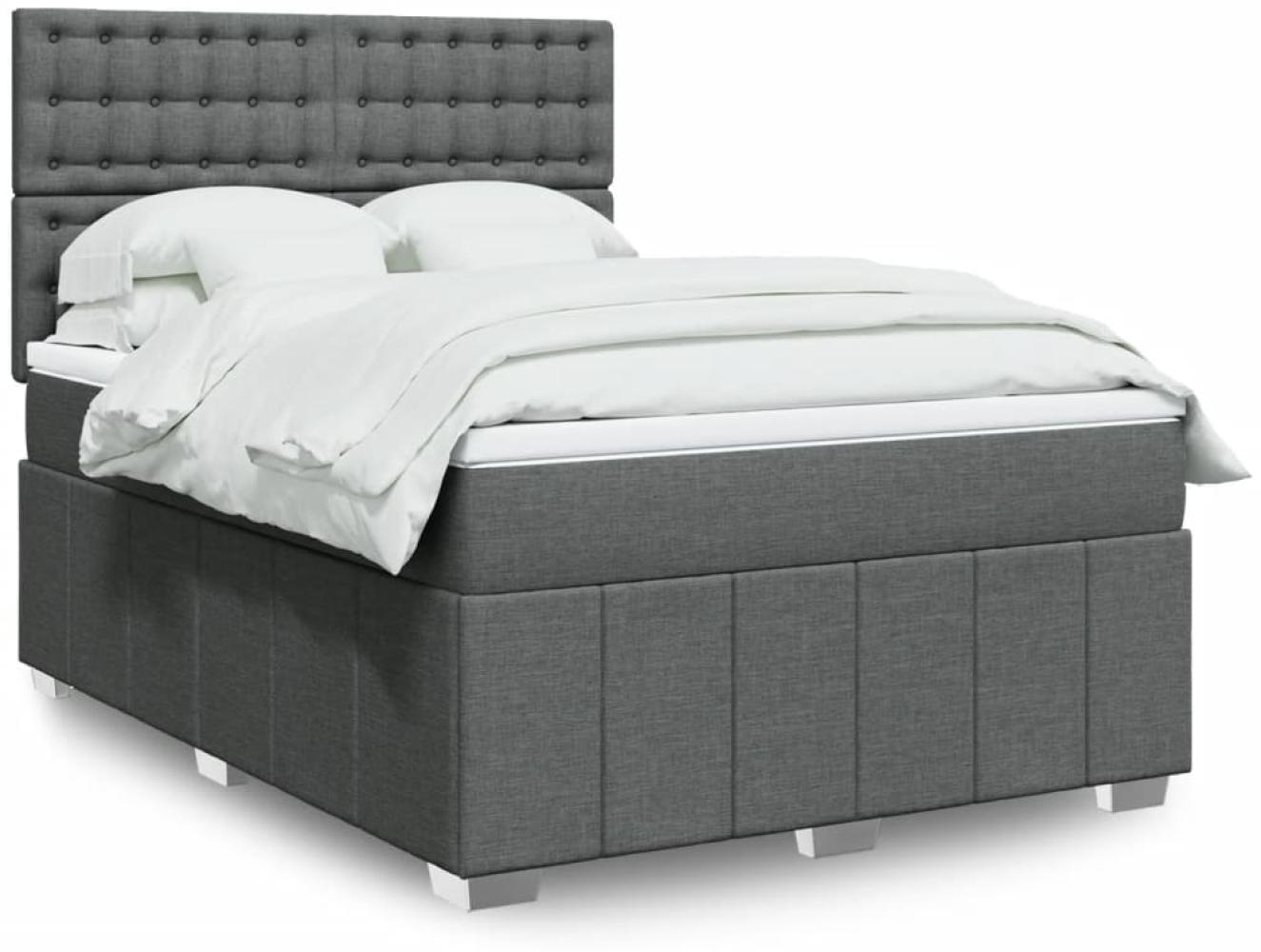 vidaXL Boxspringbett mit Matratze Dunkelgrau 140x190 cm Stoff 3293978 Bild 1