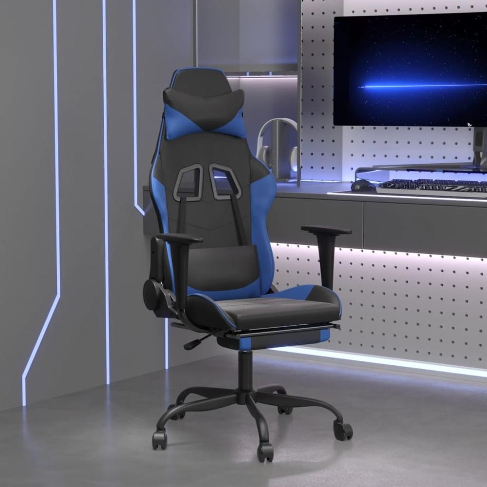 vidaXL Gaming-Stuhl mit Fußstütze Schwarz und Blau Kunstleder 3143653 Bild 1