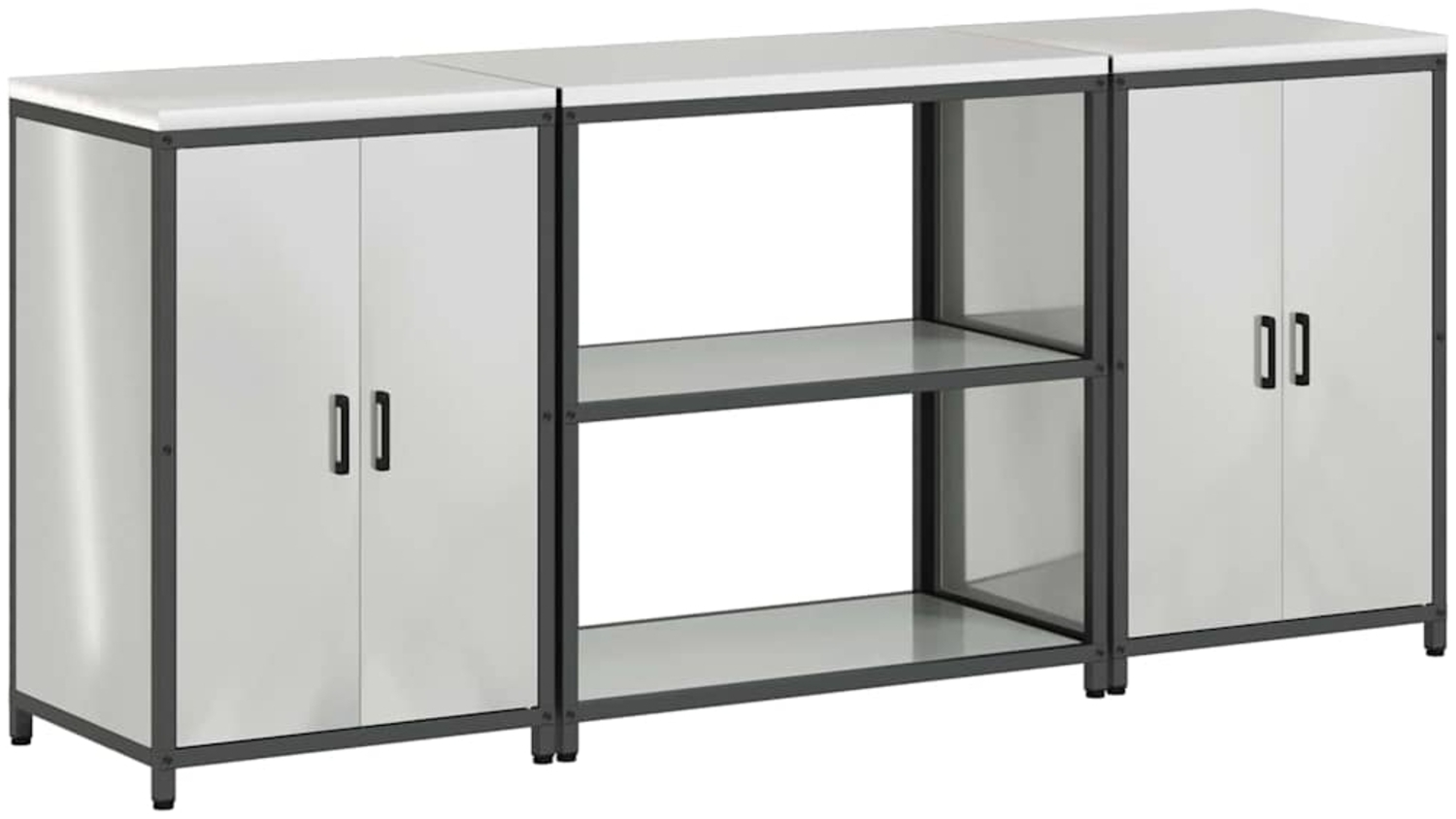 vidaXL Aufbewahrungsset für die Küche mit Regal 3 pcs Silber Stahl 3392671 Bild 1