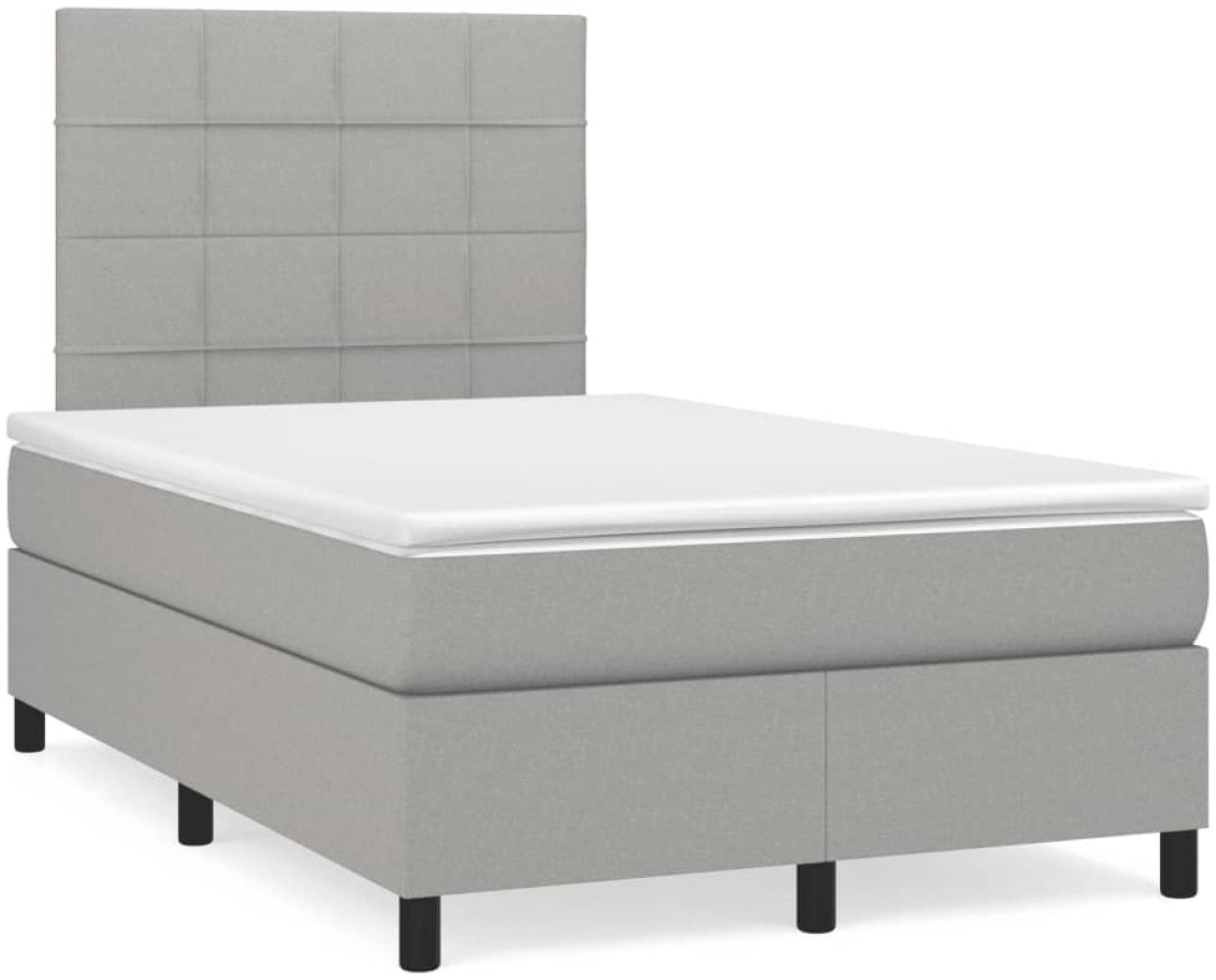 vidaXL Boxspringbett mit Matratze & LED Hellgrau 120x190 cm Stoff 3270197 Bild 1