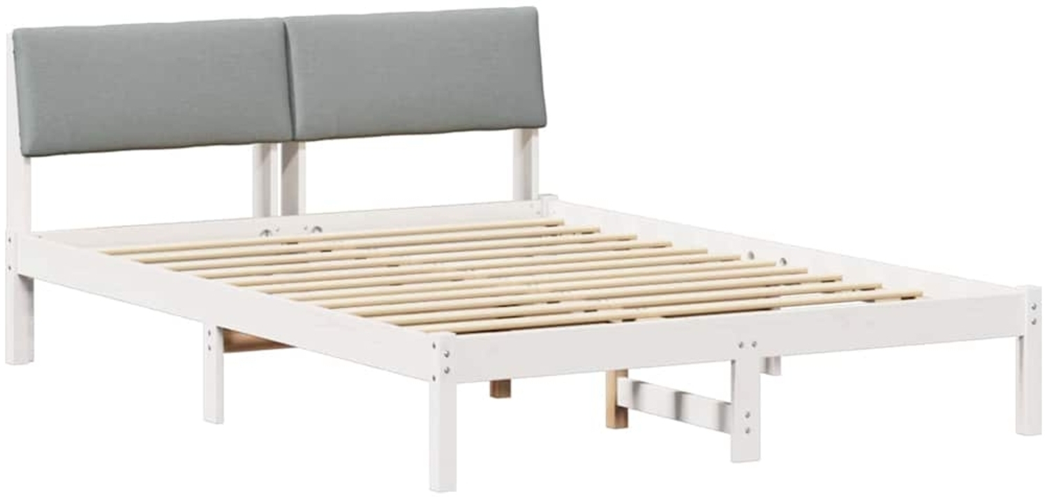 vidaXL Bettgestell Weiß und Hellgrau 135 x 190 cm Massivholz Kiefer 878553 Bild 1