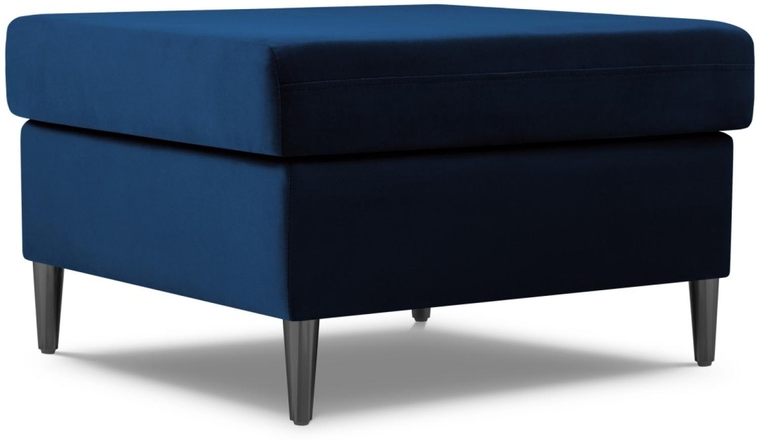 Micadoni Samtstoff Pouf Hocker Moghan | Bezug Royal Blue | Beinfarbe Black Chrome Metal Bild 1