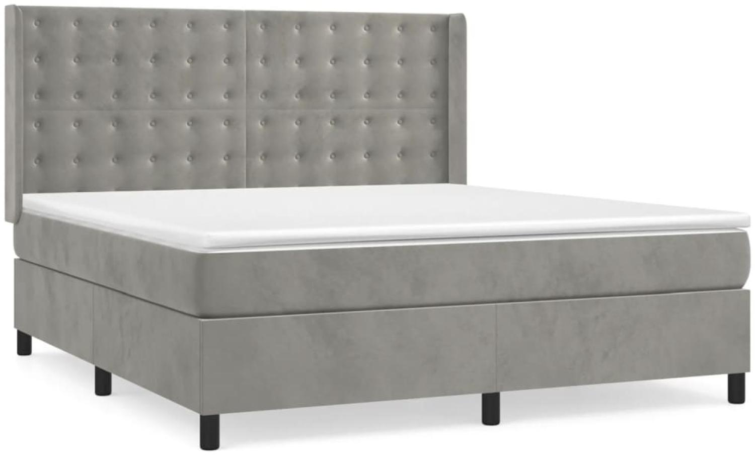 vidaXL Boxspringbett mit Matratze Hellgrau 160x200 cm Samt 3132927 Bild 1