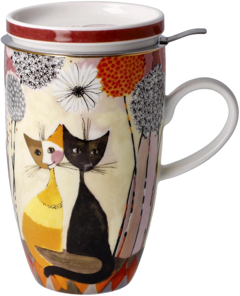 Goebel Teetasse mit Deckel und Sieb Rosina Wachtmeister - Soffioni, Katzenbecher, Fine Bone China, Bunt, 450 ml, 66861071 Bild 1