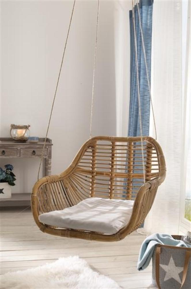 Hängesessel aus Rattan mit Kissen, Korbsessel, Rattansessel, Hängesitz Bild 1