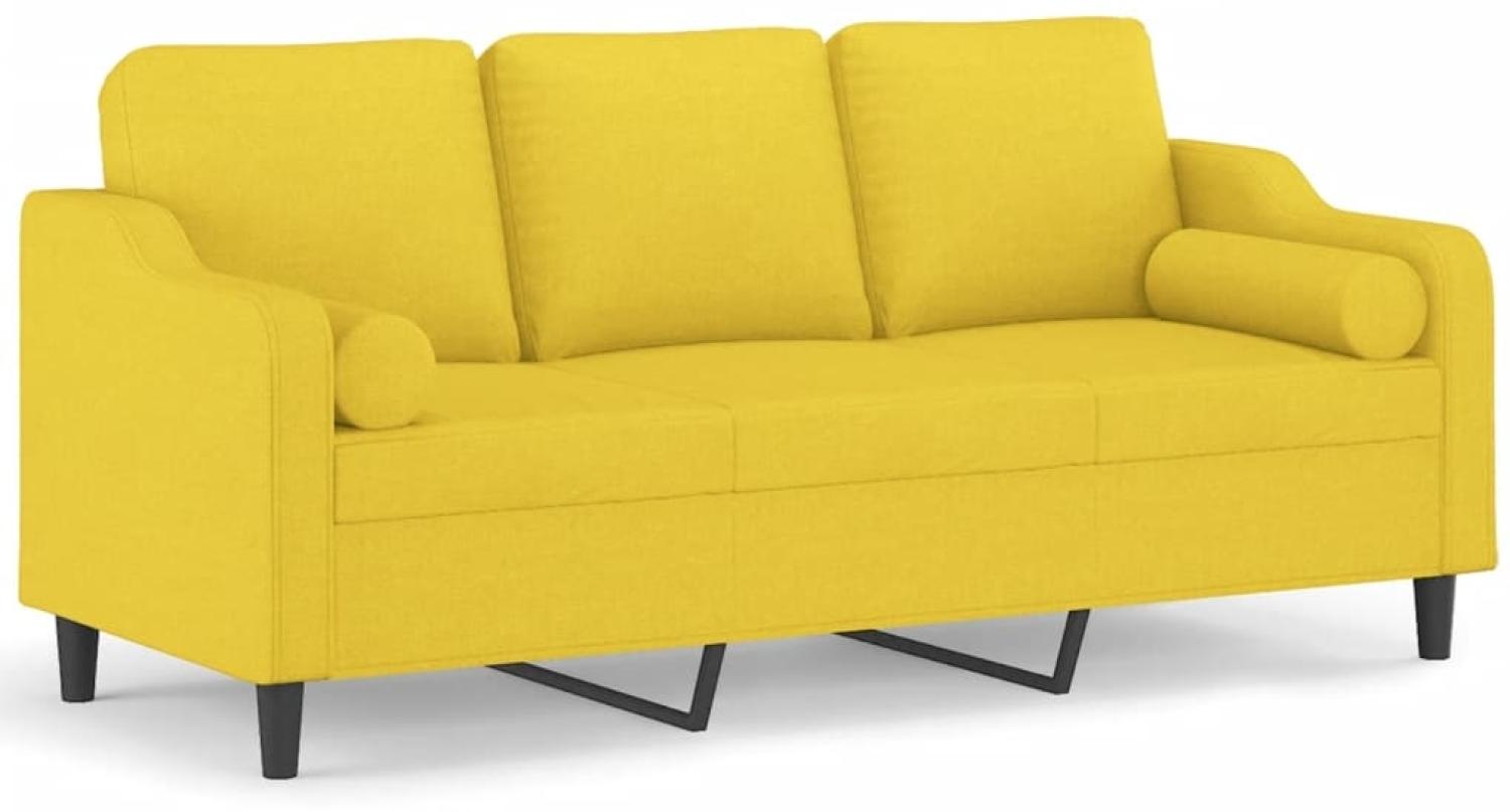 vidaXL 3-Sitzer-Sofa mit Zierkissen Hellgelb 180 cm Stoff 3200858 Bild 1