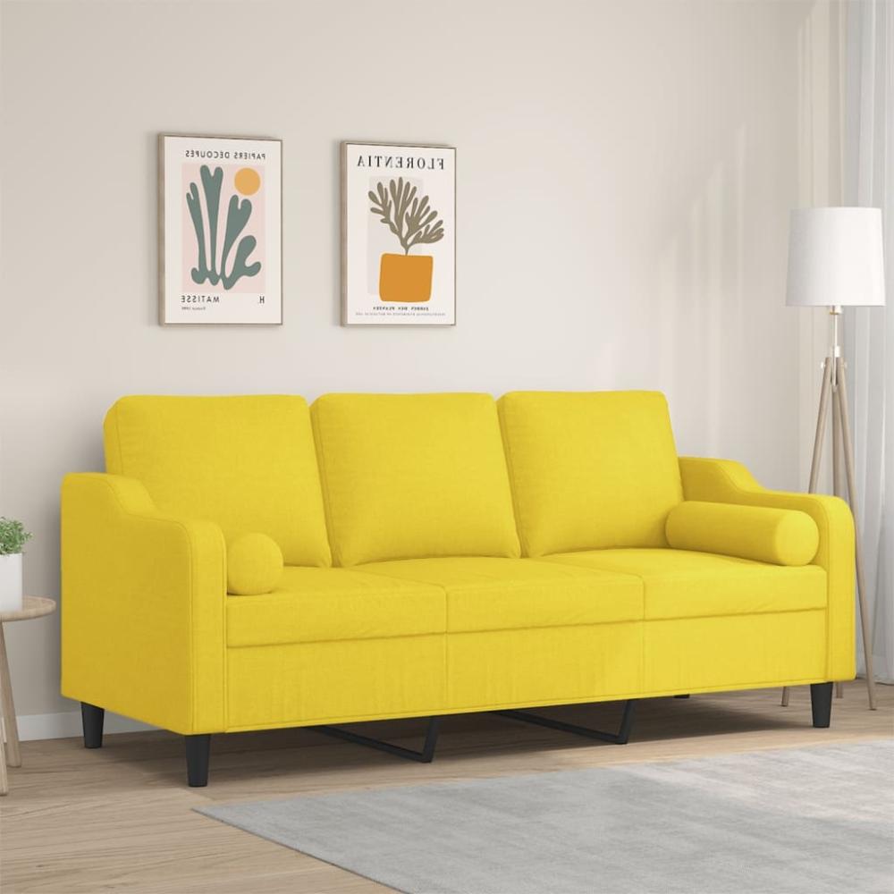 vidaXL 3-Sitzer-Sofa mit Zierkissen Hellgelb 180 cm Stoff 3200858 Bild 1