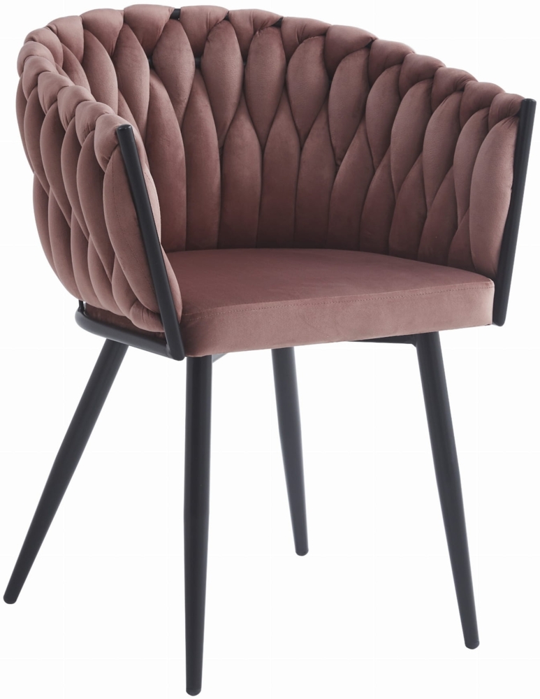 Valora MAYAN Stuhl, dunkelrosa Samt, schwarze Beine Bild 1