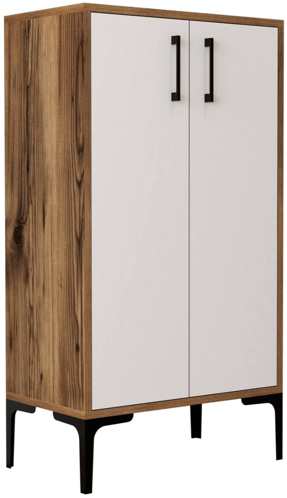 Dmora Schuhschrank Axarix, Schuhregal, Mehrzweck-Eingangsgarderobe, Möbel für Schuhe, 60x35h111 cm, Walnuss und Weiß Bild 1