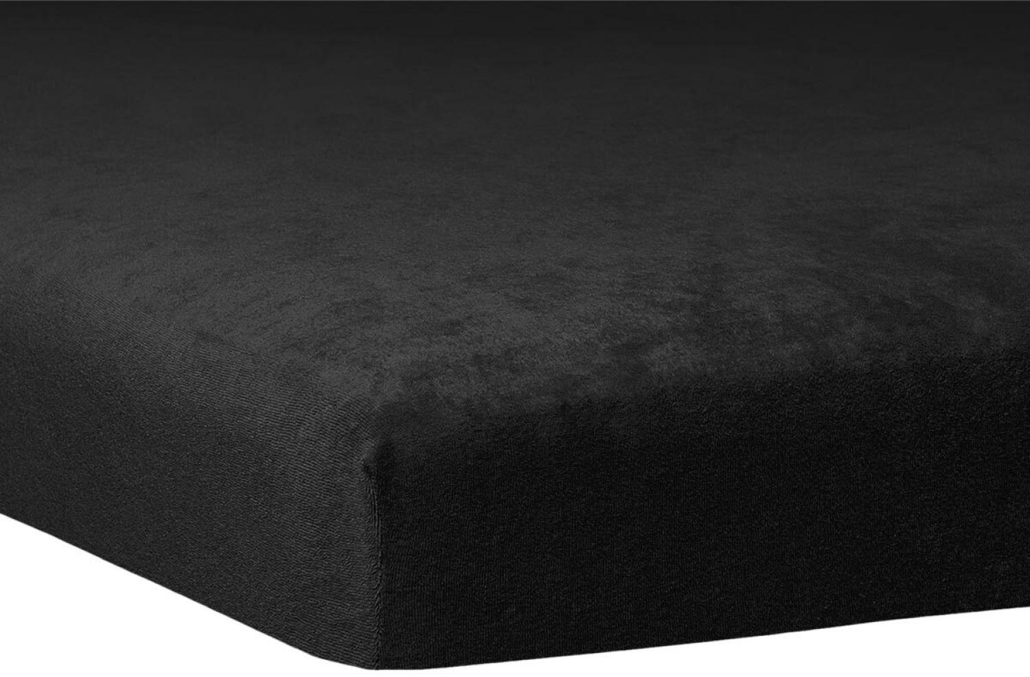 Traumschlaf Flausch Biber Topper Spannbettlaken|120x200 cm - 130x200 cm| schwarz Bild 1