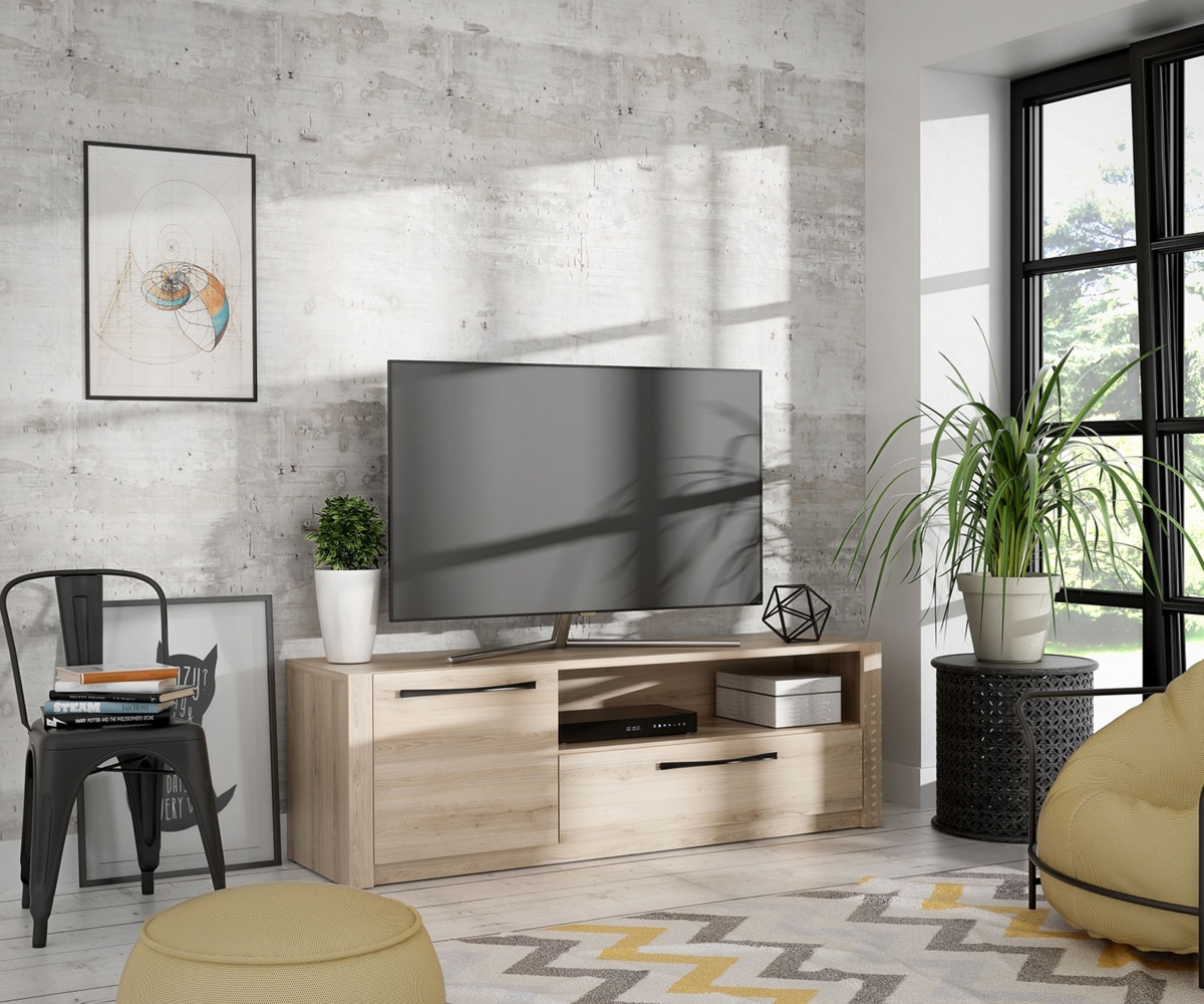 Lowboard TV-Schrank Fernsehtisch 156cm Zwetschge Comano Modern Bild 1