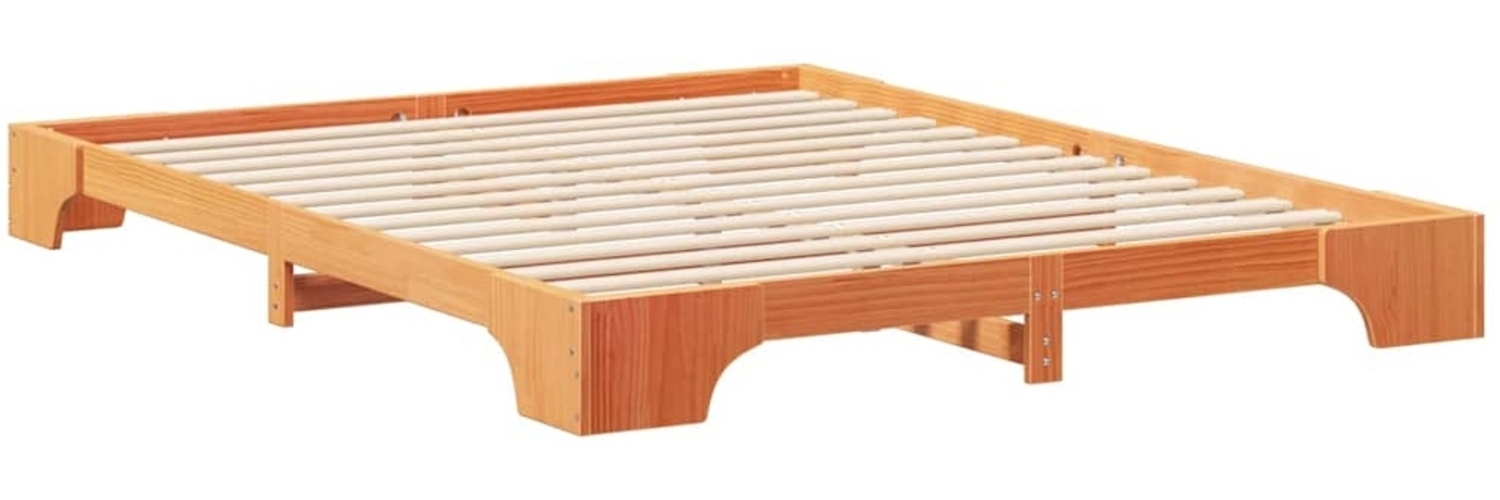 vidaXL Bettrahmen Braun 160 x 220 cm Massives Kiefernholz 872925 Bild 1