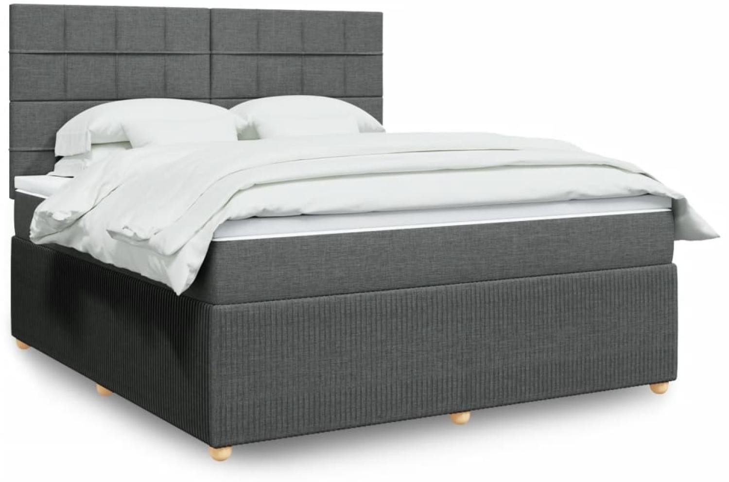 vidaXL Boxspringbett mit Matratze Dunkelgrau 180x200 cm Stoff 3294436 Bild 1