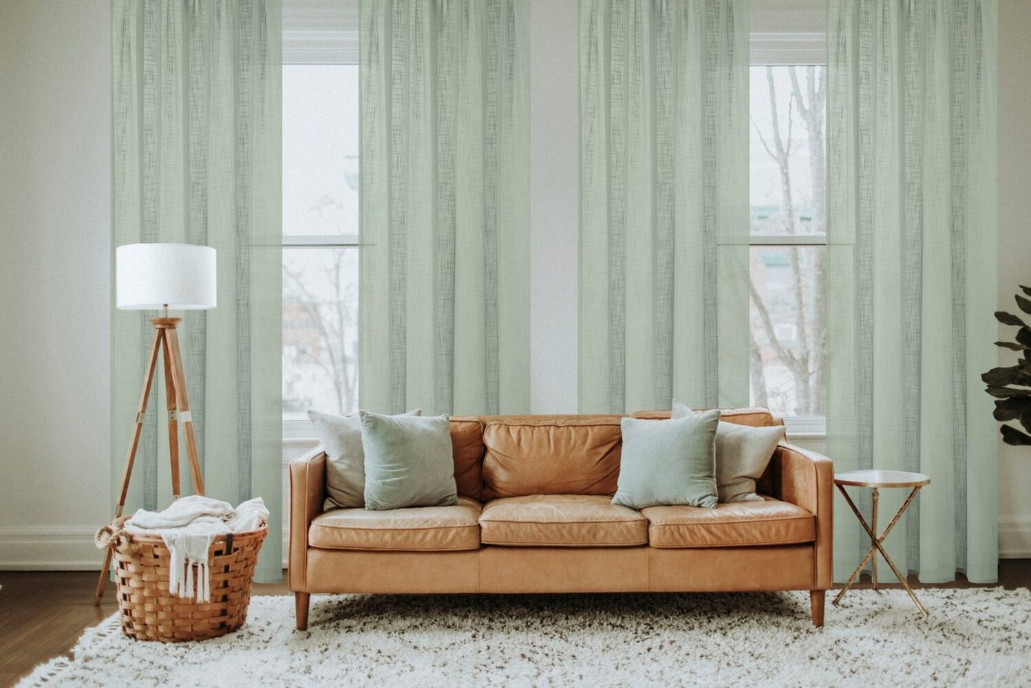 Home Basics Vorhang SOFTY 2er Pack (2 St), Ösen, halbtransparent, 2er Pack Ösenschal SOFTY Uni Bild 1