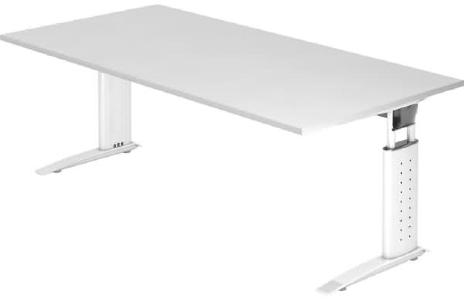 Schreibtisch US2E C-Fuß 200x100cm Weiß Gestellfarbe: Weiß Bild 1