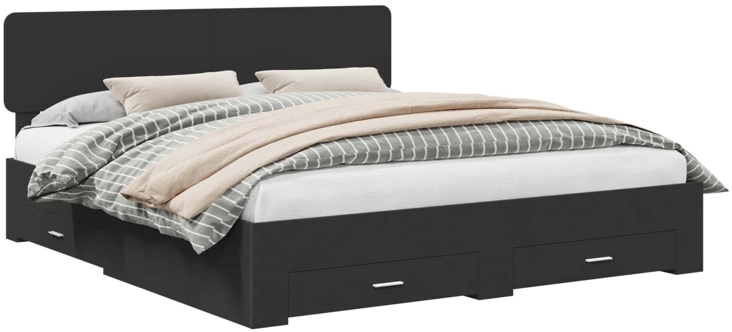 vidaXL Bettrahmen mit Kopfteil Schwarz 200x200 cm Holzwerkstoff 3412333 Bild 1