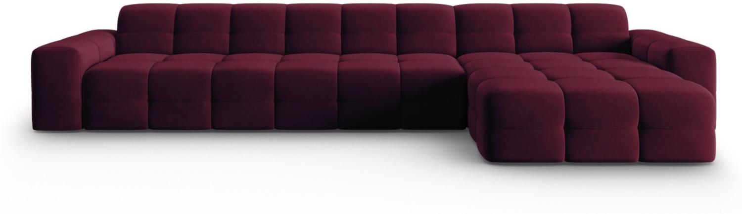 Micadoni 5-Sitzer Samtstoff Ecke rechts Sofa Kendal | Bezug Purple | Beinfarbe Black Beech Wood Bild 1