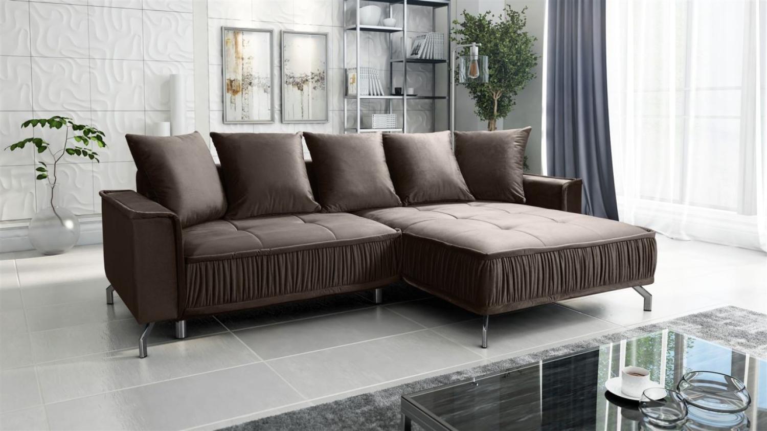 Ecksofa Schlafsofa Sofa FLORENCE Stoff Element Braun Ottomane Rechts Bild 1