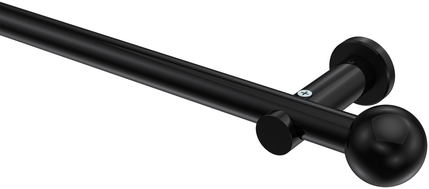 Gardinenstangen-Set Platon Luino 200 cm, 1-läufig (ohne Ringe), 20 mm Ø Schwarz Bild 1
