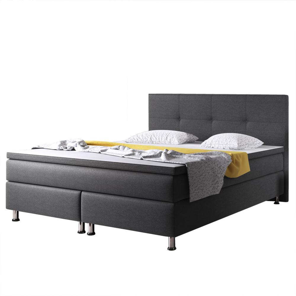 Boxspringbett Dallas 180x200 Webstoff Anthrazit Bild 1