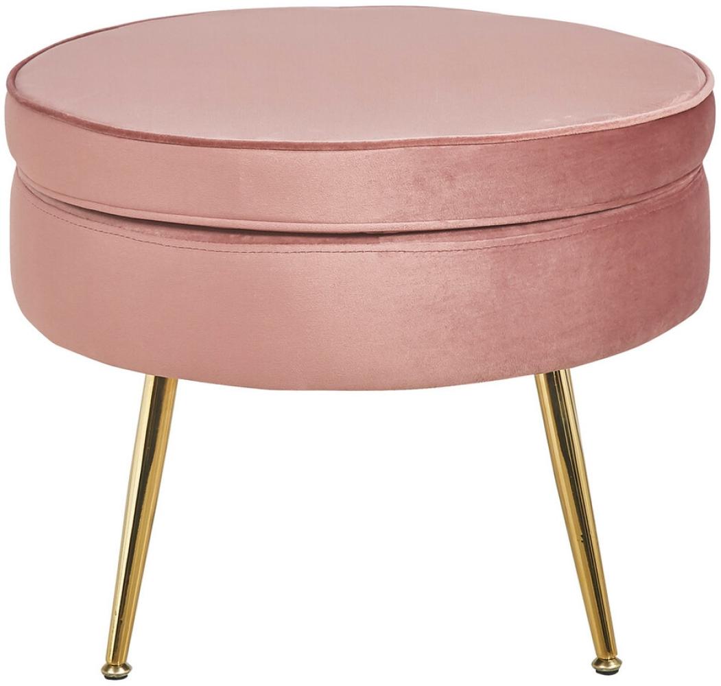 Sitzpouf Rund Samt Rosa Bild 1