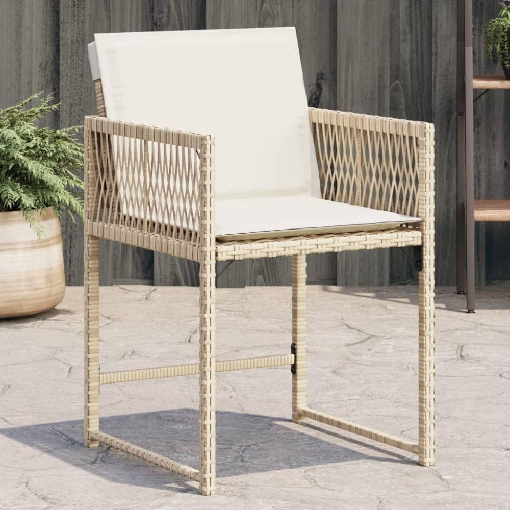 vidaXL Gartenstühle mit Kissen 4 Stk. Beige Poly Rattan 365021 Bild 1