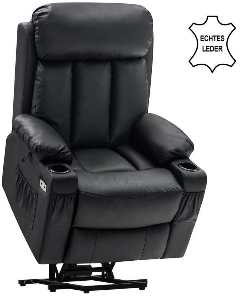 MCombo Relaxsessel MCombo elektrische Aufstehhilfe Fernsehsessel Relaxsessel 7190, motorisch verstellbar, Leder, Schwarz, 100 x 86 x 112 cm Bild 1