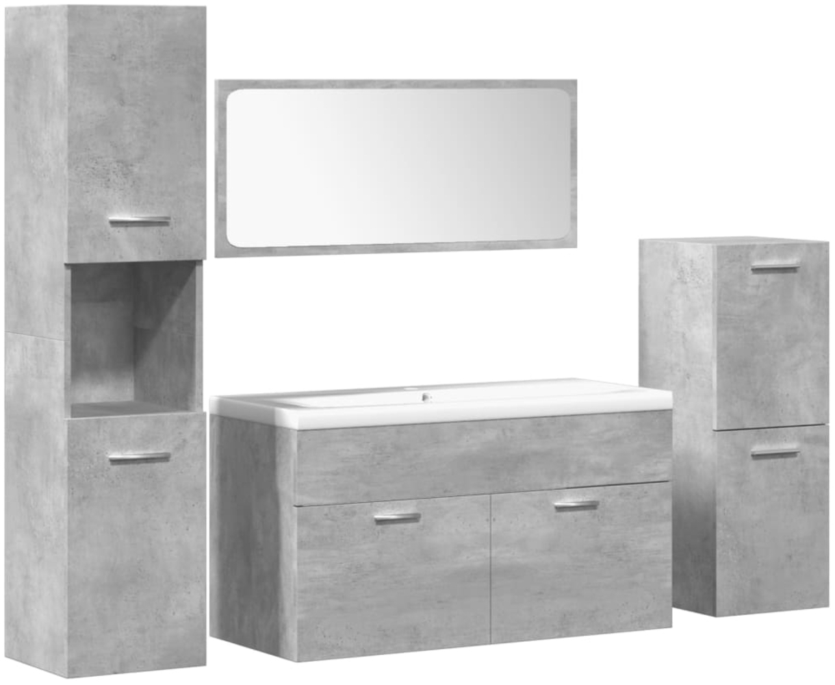 vidaXL 5-tlg. Badmöbel-Set Betongrau Holzwerkstoff 3324878 Bild 1