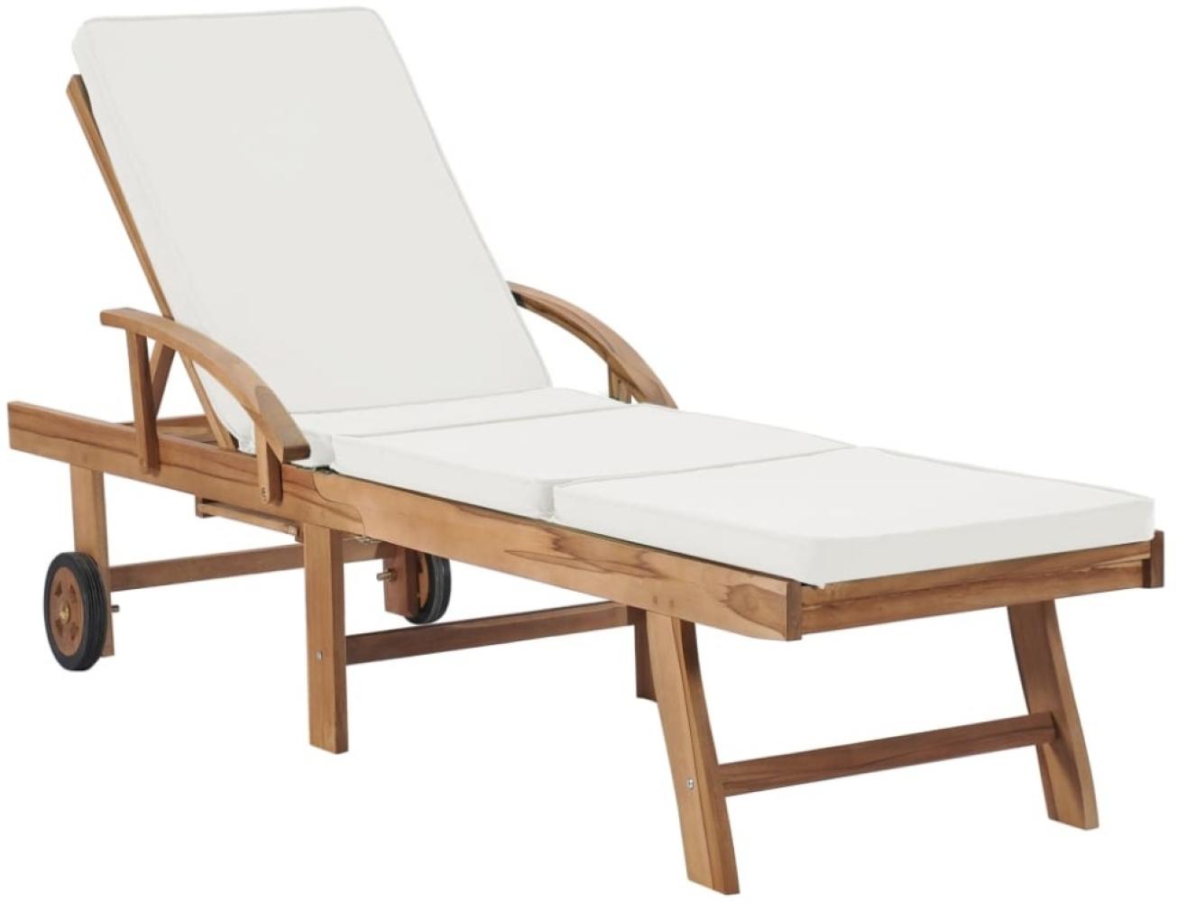 vidaXL Sonnenliege mit Auflage Massivholz Teak Creme 48022 Bild 1