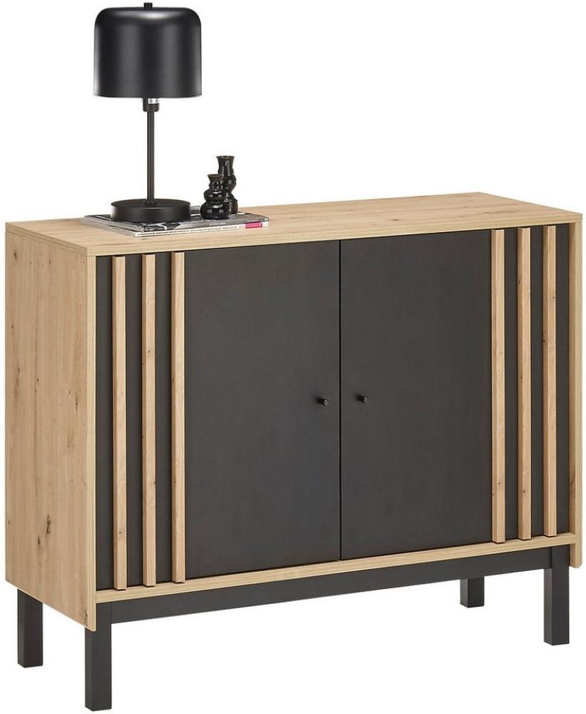 Kommode VOLANO Beistellkommode Sideboard Artisan Eiche Nb. / Schwarz ca. 105 x 84 x 39 cm Bild 1