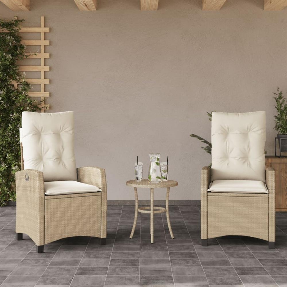 vidaXL Gartensessel mit Kissen 2 Stk. Verstellbar Beige Poly Rattan 365220 Bild 1