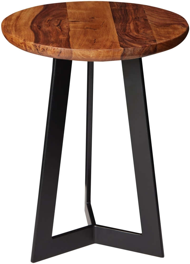 Kadima Design Massiver Industrial-Beistelltisch, Holz und Metall, Einzigartige Maserung, Vielseitig. 35x35x45 cm Bild 1