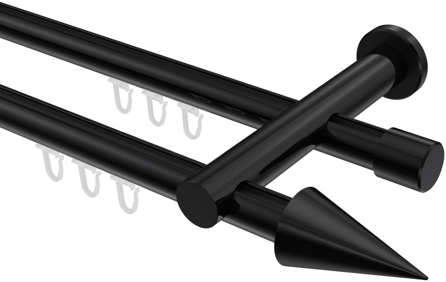 Innenlauf-Gardinenstangen-Set Platon Savio 100 cm, 2-läufig, 20 mm Ø Schwarz Bild 1