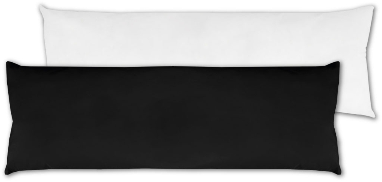 Seitenschläfer Kissenhülle Kissenfüllung Körperkissen, bequem und anschmiegsam in vielen verschiedenen Farben erhältlich (ca. 40x120 cm + Kissenfüllung / schwarz - jet black) Bild 1