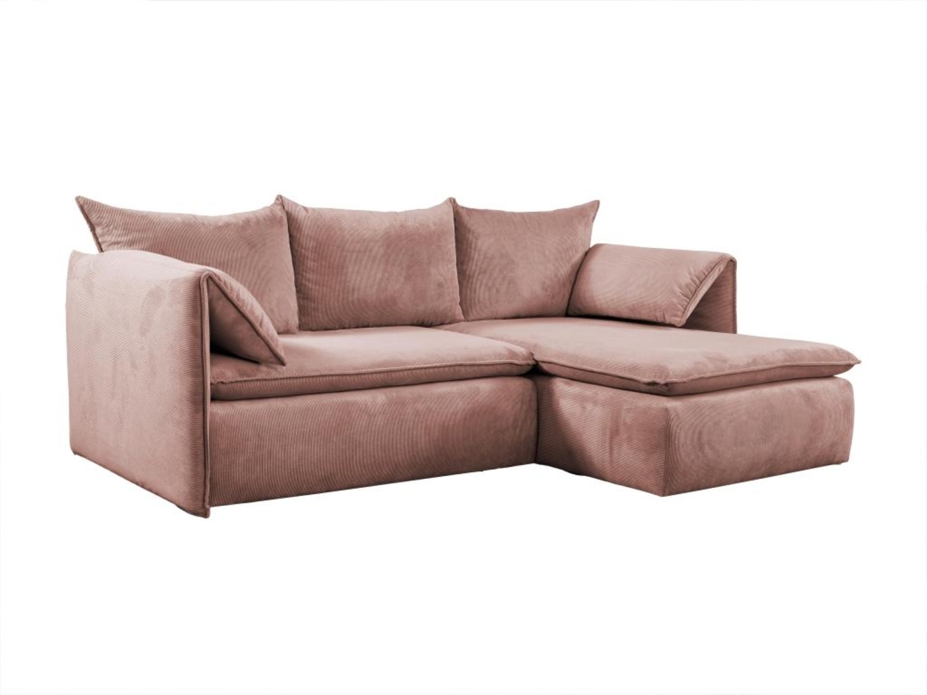 Ecksofa mit Schlaffunktion TEODORA von PASCAL MORABITO - Kord - Rosa - Ecke rechts Bild 1