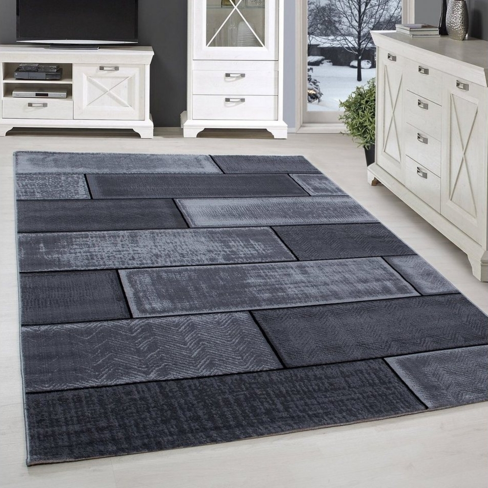 SIMPEX24 Designteppich Steine Design, Läufer, Höhe: 6 mm, Kurzflor Teppich Wohnzimmer Abstrakt Kariert Design Pflegeleicht Bild 1