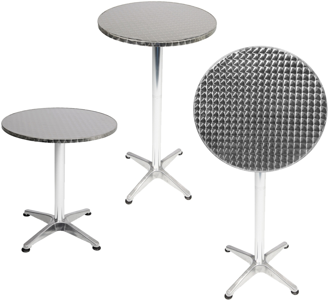 2 Stück Bistrostehtisch rund Silber Ø60cm H70/110cm Höhenverstellbar Bild 1