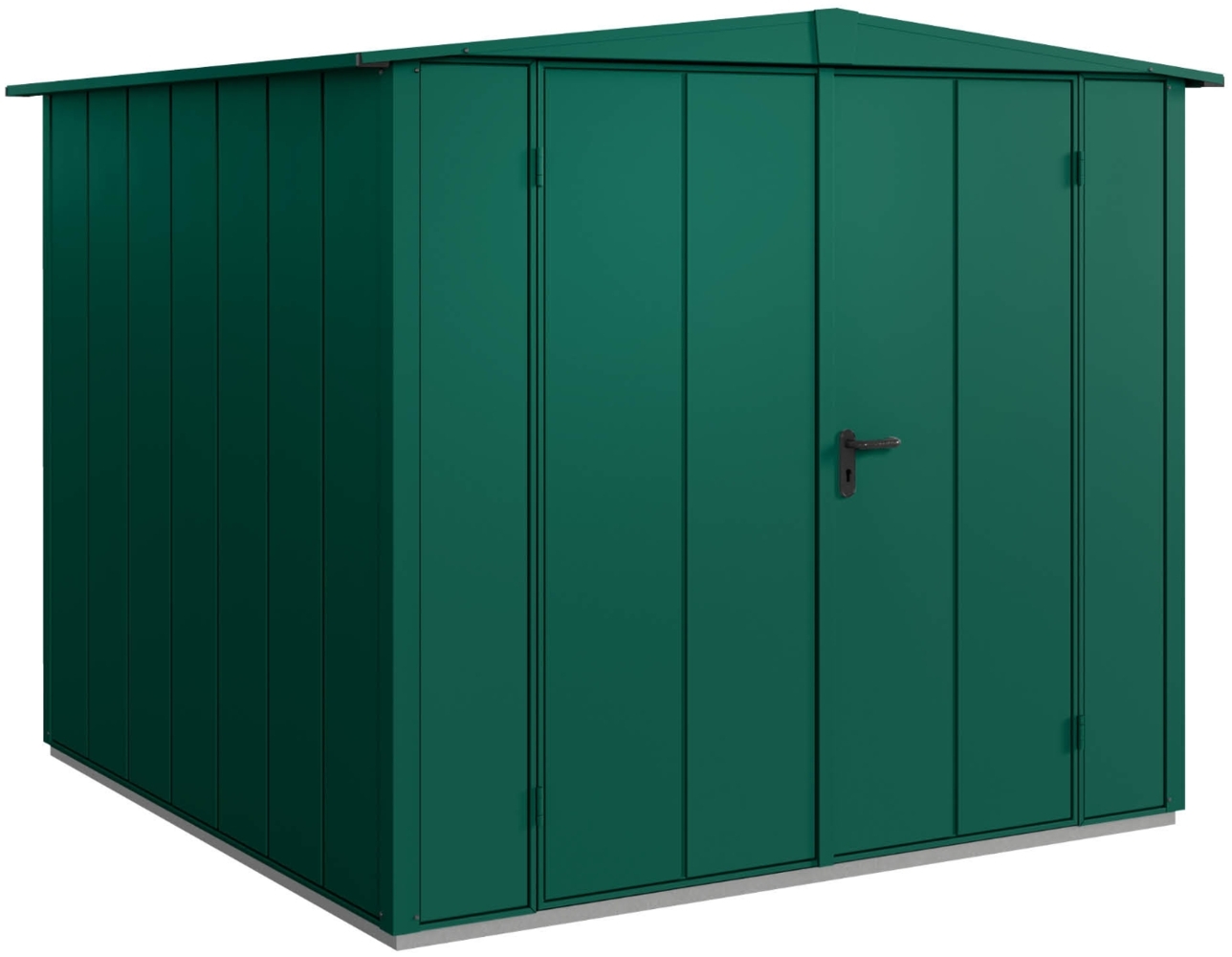 Hörmann Metall-Gerätehaus Berry Modern mit Satteldach Typ 2, 259 x 248 cm, moosgrün, 6,4 m²,2-flüglige Tür Bild 1