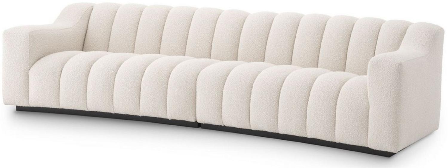 Casa Padrino Luxus Sofa Creme / Schwarz 300 x 100 x H. 78,5 cm - Leicht gebogenes Wohnzimmer Sofa Bild 1