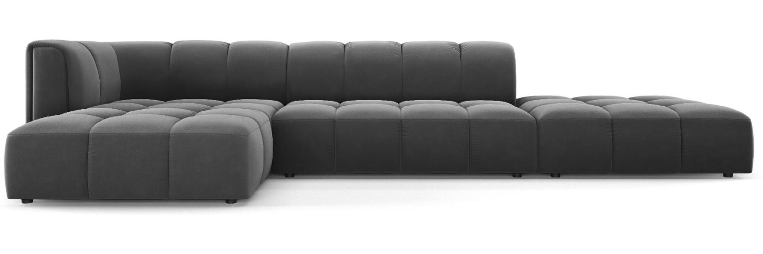 Micadoni Modulares Ecksofa Serena 5-Sitzer, offene Seite, Samtstoff Beige, Grau, Links Bild 1