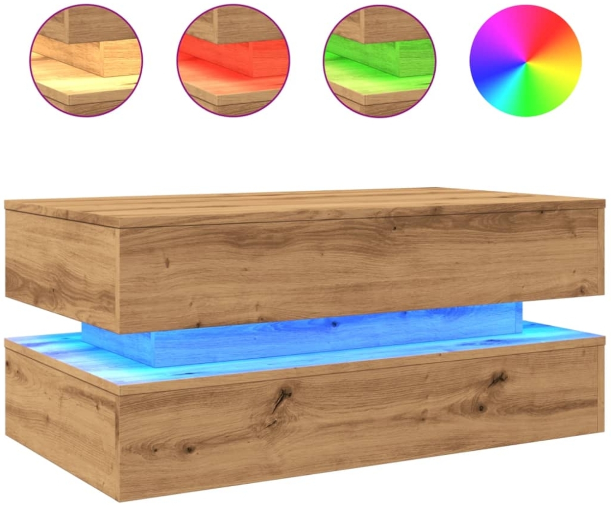 vidaXL Couchtisch mit LED-Leuchten Artisan-Eiche 90x50x40 cm 857719 Bild 1