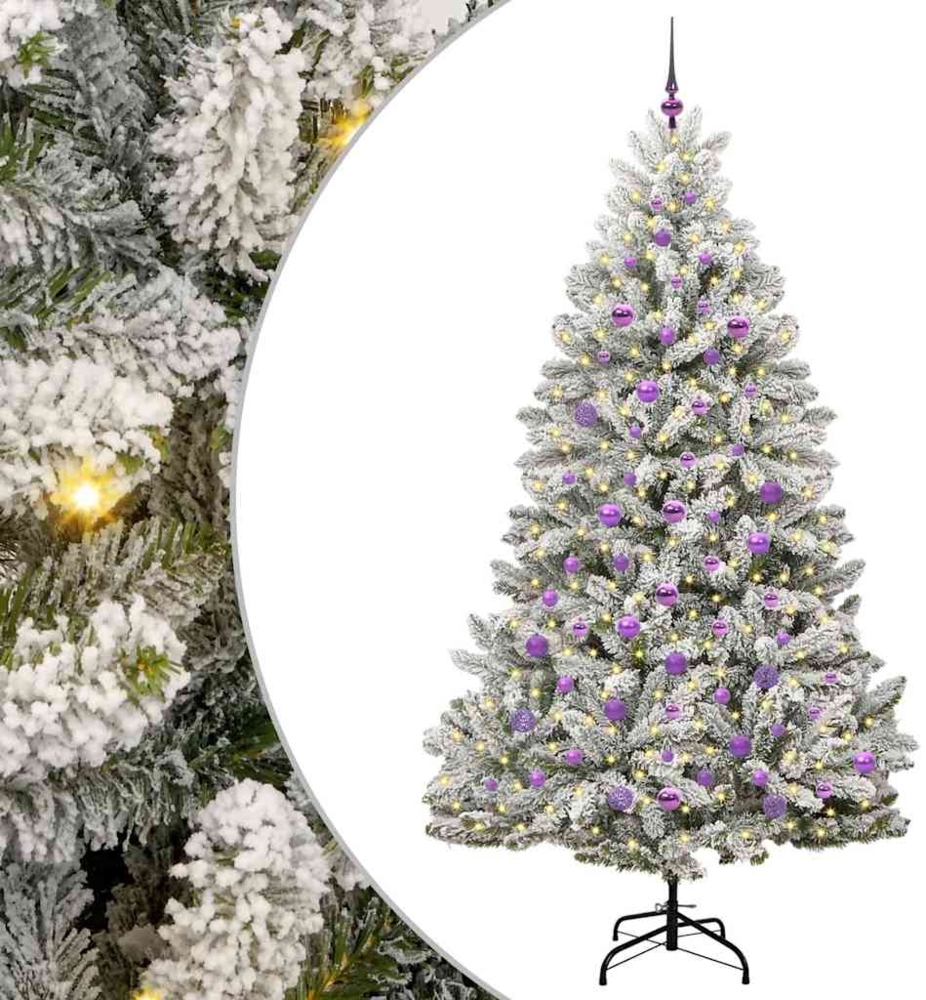 vidaXL Künstlicher Weihnachtsbaum Grün und Weiß 210 cm PVC und Metall 3395763 Bild 1