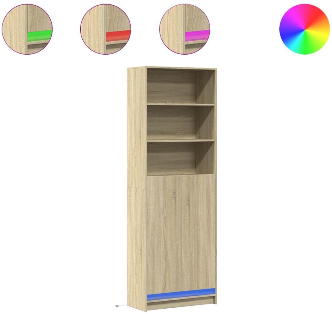 vidaXL Highboard mit LED-Beleuchtung Sonoma-Eiche 69x32,5x200 cm 3307907 Bild 1