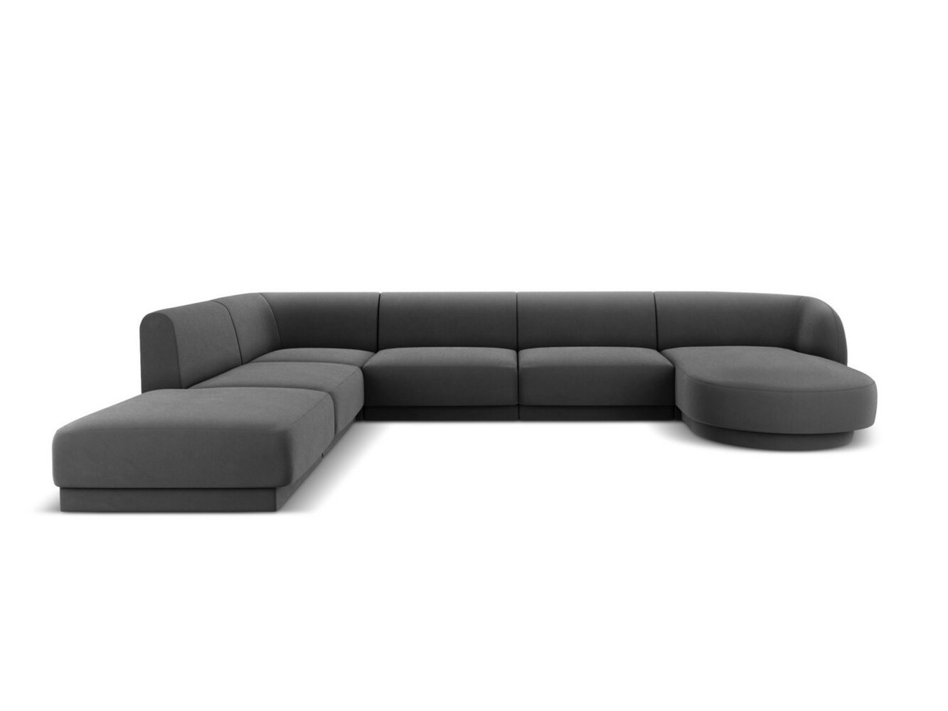 Micadoni 'Miley' 6-Sitzer-Sofa, Panorama-Ecke, links, Beinfarbe Black Plastic, Grau, Samt Bild 1
