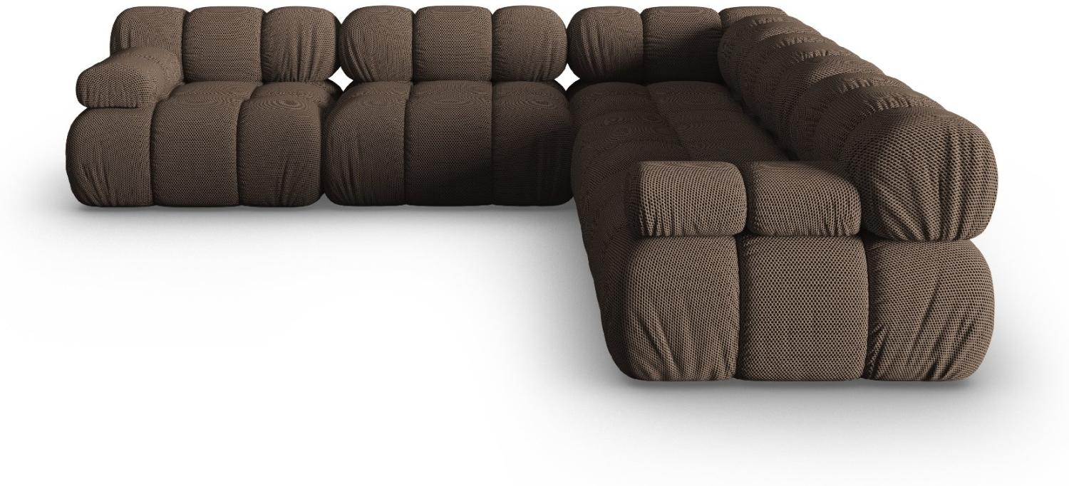 Micadoni Symmetrisches Ecksofa Bellis 5-Sitzer 3D-Stoff Braun Bild 1